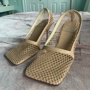 Jeffrey Campbell Square Toe Mesh Heel/Mule